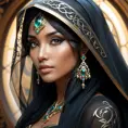 Alluring matte portrait of a beautiful veiled Nidalee wearing a black veil, 8k, Highly Detailed, Intricate, Half Body, Realistic, Sharp Focus, Volumetric Lighting, Fantasy, Elegant by Stanley Artgerm Lau, Alphonse Mucha, WLOP