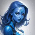 Alluring matte portrait of a beautiful Mystique from Xmen in the style of Stefan Kostic, 8k, Highly Detailed, Intricate, Half Body, Realistic, Sharp Focus, Volumetric Lighting, Fantasy, Elegant by Stanley Artgerm Lau, Greg Rutkowski