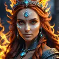 Alluring highly detailed matte portrait of a beautiful fire sorceress in the style of Stefan Kostic, 8k, High Definition, Highly Detailed, Intricate, Half Body, Realistic, Sharp Focus, Fantasy, Elegant