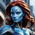 Alluring matte portrait of a beautiful Mystique from Xmen in the style of Stefan Kostic, 8k, Highly Detailed, Intricate, Half Body, Realistic, Sharp Focus, Volumetric Lighting, Fantasy, Elegant by Stanley Artgerm Lau, Greg Rutkowski