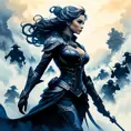 Silhouette of Bel'Veth emerging from the fog of war, ink splash, Highly Detailed, Vibrant Colors, Ink Art, Fantasy, Dark by Stanley Artgerm Lau