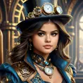 Steampunk portrait of Selena Gomez, Highly Detailed, Intricate, Artstation, Beautiful, Digital Painting, Sharp Focus, Concept Art, Elegant