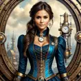 Steampunk portrait of Nina Dobrev, Highly Detailed, Intricate, Artstation, Beautiful, Digital Painting, Sharp Focus, Concept Art, Elegant