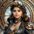 Steampunk portrait of Selena Gomez, Highly Detailed, Intricate, Artstation, Beautiful, Digital Painting, Sharp Focus, Concept Art, Elegant