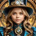 Steampunk portrait of Chloë Grace Moretz, Highly Detailed, Intricate, Artstation, Beautiful, Digital Painting, Sharp Focus, Concept Art, Elegant