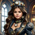 Steampunk portrait of Selena Gomez, Highly Detailed, Intricate, Artstation, Beautiful, Digital Painting, Sharp Focus, Concept Art, Elegant