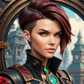 Steampunk portrait of Ruby Rose, Highly Detailed, Intricate, Artstation, Beautiful, Digital Painting, Sharp Focus, Concept Art, Elegant