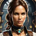 Steampunk portrait of Lara Croft, Highly Detailed, Intricate, Artstation, Beautiful, Digital Painting, Sharp Focus, Concept Art, Elegant