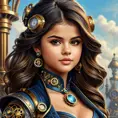 Steampunk portrait of Selena Gomez, Highly Detailed, Intricate, Artstation, Beautiful, Digital Painting, Sharp Focus, Concept Art, Elegant