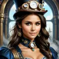 Steampunk portrait of Nina Dobrev, Highly Detailed, Intricate, Artstation, Beautiful, Digital Painting, Sharp Focus, Concept Art, Elegant