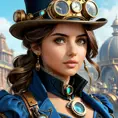 Steampunk portrait of Ana de Armas, Highly Detailed, Intricate, Artstation, Beautiful, Digital Painting, Sharp Focus, Concept Art, Elegant