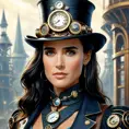 Steampunk portrait of Jennifer Connelly, Highly Detailed, Intricate, Artstation, Beautiful, Digital Painting, Sharp Focus, Concept Art, Elegant