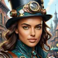 Steampunk portrait of Irina Shayk, Highly Detailed, Intricate, Artstation, Beautiful, Digital Painting, Sharp Focus, Concept Art, Elegant