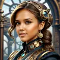 Steampunk portrait of Jessica Alba, Highly Detailed, Intricate, Artstation, Beautiful, Digital Painting, Sharp Focus, Concept Art, Elegant