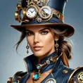 Steampunk portrait of Alessandra Ambrosio, Highly Detailed, Intricate, Artstation, Beautiful, Digital Painting, Sharp Focus, Concept Art, Elegant