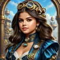 Steampunk portrait of Selena Gomez, Highly Detailed, Intricate, Artstation, Beautiful, Digital Painting, Sharp Focus, Concept Art, Elegant