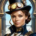 Steampunk portrait of Rebecca Ferguson, Highly Detailed, Intricate, Artstation, Beautiful, Digital Painting, Sharp Focus, Concept Art, Elegant