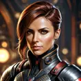 Steampunk portrait of Commander Shepard, Highly Detailed, Intricate, Artstation, Beautiful, Digital Painting, Sharp Focus, Concept Art, Elegant