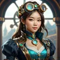 Steampunk portrait of Kailey Hsu, Highly Detailed, Intricate, Artstation, Beautiful, Digital Painting, Sharp Focus, Concept Art, Elegant