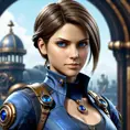 Steampunk portrait of Jill Valentine, Highly Detailed, Intricate, Artstation, Beautiful, Digital Painting, Sharp Focus, Concept Art, Elegant