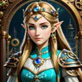 Steampunk portrait of Princess Zelda, Highly Detailed, Intricate, Artstation, Beautiful, Digital Painting, Sharp Focus, Concept Art, Elegant