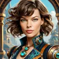 Steampunk portrait of Milla Jovovich, Highly Detailed, Intricate, Artstation, Beautiful, Digital Painting, Sharp Focus, Concept Art, Elegant