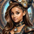 Steampunk portrait of Ariana Grande, Highly Detailed, Intricate, Artstation, Beautiful, Digital Painting, Sharp Focus, Concept Art, Elegant