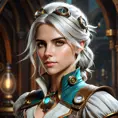 Steampunk portrait of Ciri, Highly Detailed, Intricate, Artstation, Beautiful, Digital Painting, Sharp Focus, Concept Art, Elegant