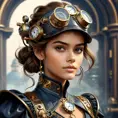 Steampunk portrait of Kaia Gerber, Highly Detailed, Intricate, Artstation, Beautiful, Digital Painting, Sharp Focus, Concept Art, Elegant