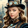 Steampunk portrait of Amanda Seyfried, Highly Detailed, Intricate, Artstation, Beautiful, Digital Painting, Sharp Focus, Concept Art, Elegant