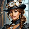 Steampunk portrait of Eva Mendes, Highly Detailed, Intricate, Artstation, Beautiful, Digital Painting, Sharp Focus, Concept Art, Elegant