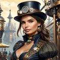 Steampunk portrait of Emily Ratajkowski, Highly Detailed, Intricate, Artstation, Beautiful, Digital Painting, Sharp Focus, Concept Art, Elegant