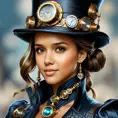 Steampunk portrait of Jessica Alba, Highly Detailed, Intricate, Artstation, Beautiful, Digital Painting, Sharp Focus, Concept Art, Elegant