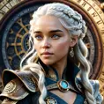 Steampunk portrait of Daenerys Targaryen, Highly Detailed, Intricate, Artstation, Beautiful, Digital Painting, Sharp Focus, Concept Art, Elegant