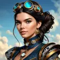 Steampunk portrait of Kendall Jenner, Highly Detailed, Intricate, Artstation, Beautiful, Digital Painting, Sharp Focus, Concept Art, Elegant