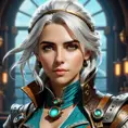 Steampunk portrait of Ciri, Highly Detailed, Intricate, Artstation, Beautiful, Digital Painting, Sharp Focus, Concept Art, Elegant