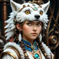 Steampunk portrait of Princess Mononoke, Highly Detailed, Intricate, Artstation, Beautiful, Digital Painting, Sharp Focus, Concept Art, Elegant