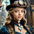 Steampunk portrait of Amanda Seyfried, Highly Detailed, Intricate, Artstation, Beautiful, Digital Painting, Sharp Focus, Concept Art, Elegant