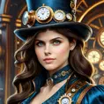 Steampunk portrait of Alexandra Daddario, Highly Detailed, Intricate, Artstation, Beautiful, Digital Painting, Sharp Focus, Concept Art, Elegant