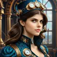 Steampunk portrait of Alexandra Daddario, Highly Detailed, Intricate, Artstation, Beautiful, Digital Painting, Sharp Focus, Concept Art, Elegant