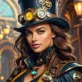 Steampunk portrait of Irina Shayk, Highly Detailed, Intricate, Artstation, Beautiful, Digital Painting, Sharp Focus, Concept Art, Elegant