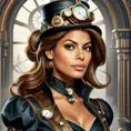 Steampunk portrait of Eva Mendes, Highly Detailed, Intricate, Artstation, Beautiful, Digital Painting, Sharp Focus, Concept Art, Elegant