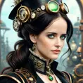 Steampunk portrait of Eva Green, Highly Detailed, Intricate, Artstation, Beautiful, Digital Painting, Sharp Focus, Concept Art, Elegant