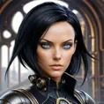 Steampunk portrait of Aeon Flux, Highly Detailed, Intricate, Artstation, Beautiful, Digital Painting, Sharp Focus, Concept Art, Elegant