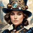 Steampunk portrait of Keira Knightley, Highly Detailed, Intricate, Artstation, Beautiful, Digital Painting, Sharp Focus, Concept Art, Elegant