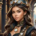 Steampunk portrait of Madison Beer, Highly Detailed, Intricate, Artstation, Beautiful, Digital Painting, Sharp Focus, Concept Art, Elegant