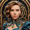 Steampunk portrait of Scarlett Johansson, Highly Detailed, Intricate, Artstation, Beautiful, Digital Painting, Sharp Focus, Concept Art, Elegant