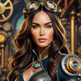 Steampunk portrait of Megan Fox, Highly Detailed, Intricate, Artstation, Beautiful, Digital Painting, Sharp Focus, Concept Art, Elegant