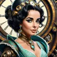 Steampunk portrait of Elizabeth Taylor, Highly Detailed, Intricate, Artstation, Beautiful, Digital Painting, Sharp Focus, Concept Art, Elegant