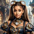 Steampunk portrait of Ariana Grande, Highly Detailed, Intricate, Artstation, Beautiful, Digital Painting, Sharp Focus, Concept Art, Elegant